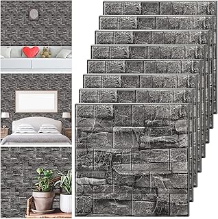 Tinlade 30 Pcs 28.81 Sq ft 3D Wall Panels Peel and Stick Foam Brick Wallpaper Printable Faux Brick Wall Panels Decorative Self Adhesive Tiles Waterproof(Rock Black)