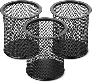Mr. Pen- 3pcs Metal Mesh Pencil Cup Holder, Black Organizer for Desk, Pen Cups