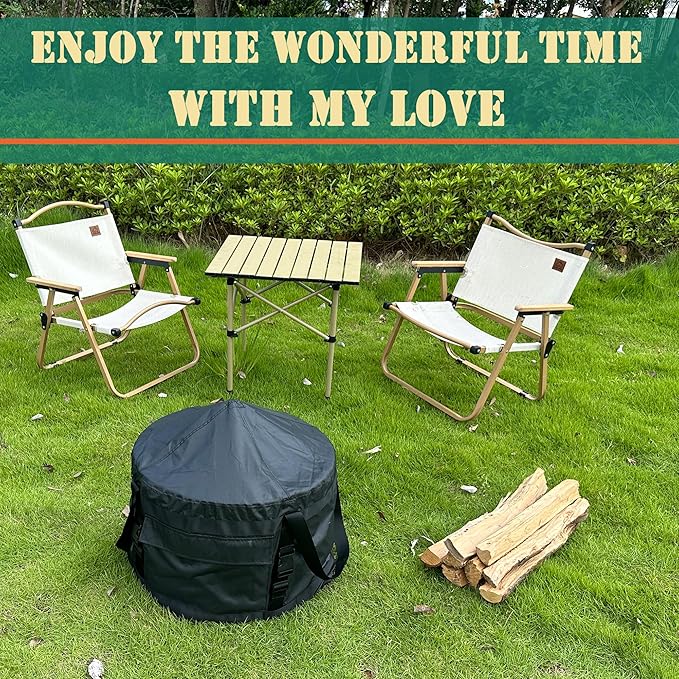 SoIo Stove Bonfire Fire Pit Cover, Smokeless Fire Pit Cover, Waterproof Sloped Top with Carry Straps, Fits for Fire Pits -22" D X 22" W X 17" H
