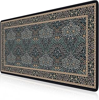 iCasso Desk Cover Mat, Office Mouse Pad, Desk Protector Mat, Extra Large Matt for Desktop,Anti-Slip XXL Big Mousepad with Stitched Edges for Computer Keyboard Retro Black