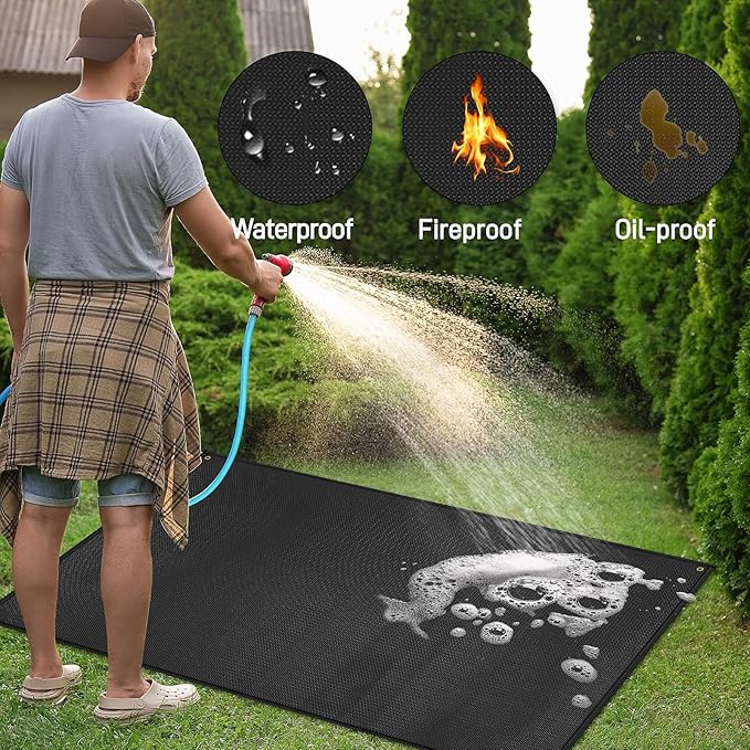 TOHONFOO 90 x 48 in Extra Large Grill Mat for Outdoor Grill - Grilling Mats for Outdoor Grill to Protect the Deck, Patio, Pavers - Easy to Clean BBQ Mats - 1mm