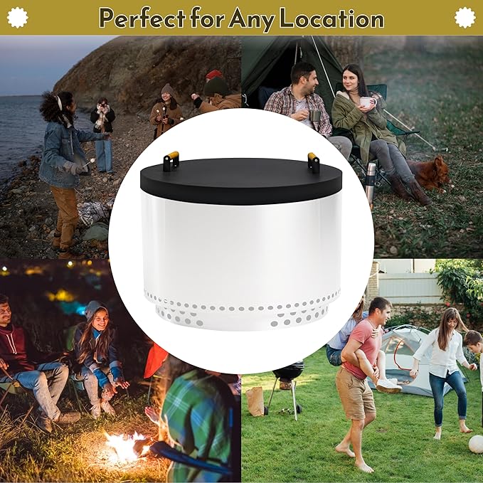 27.5" Round Metal Fire Pit Cover Lid – Heavy-Duty Steel Fire Pit Top for Outdoor Use, Fire Table Lid for Gas or Wood Firepits with Heat-Resistant Coating