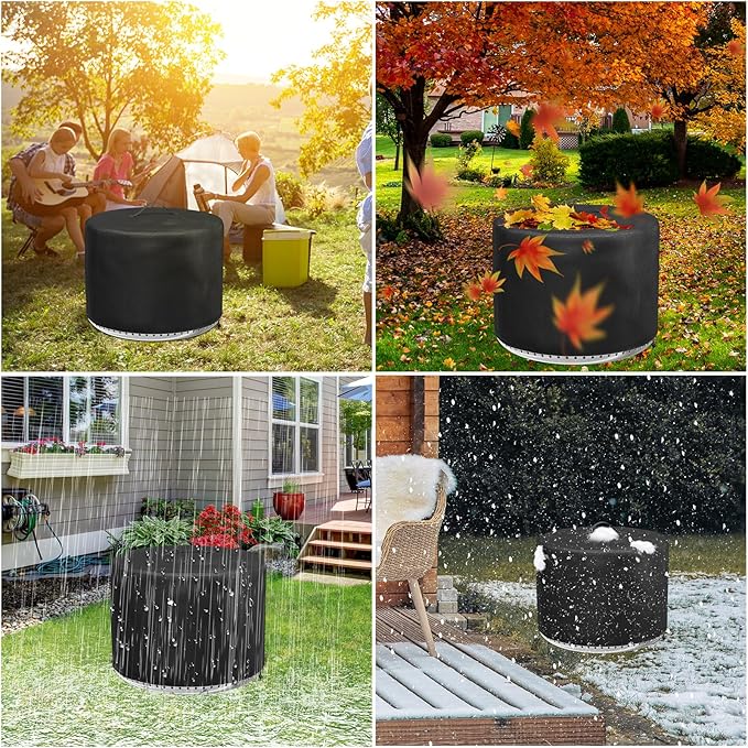 Fire Pit Cover Round 19.5 Inch, Portable Outdoor Firepit Waterproof Heavy Duty Fireplace Cover for Solo Stove Bonfire