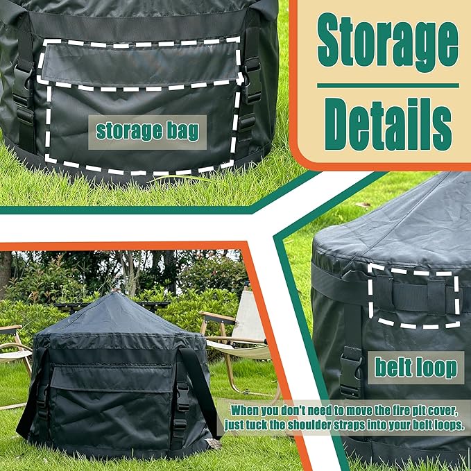 SoIo Stove Bonfire Fire Pit Cover, Smokeless Fire Pit Cover, Waterproof Sloped Top with Carry Straps, Fits for Fire Pits -22" D X 22" W X 17" H