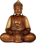 G6 Collection 16" Wooden Serene Sitting Buddha Statue - Handmade Meditating Sculpture - Hand Carved Dhyana Mudra Figurine - Zen Home Decor Accent, Oriental Spiritual Room Decoration Gift (16" Tall)