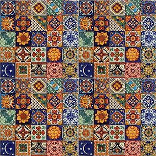 100 Hand Painted Talavera Mexican Tiles 2"x2" Spanish Mediterranean Decor