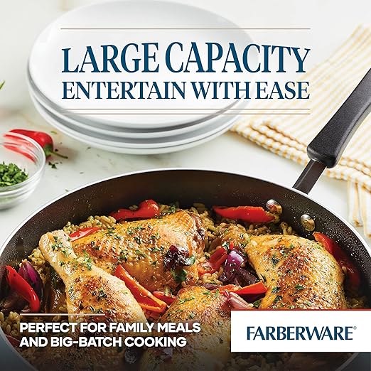 Farberware Cookstart DiamondMax Nonstick Jumbo Cooker with Lid and Helper Handle, Dishwasher Safe, 6 Quart - Aqua