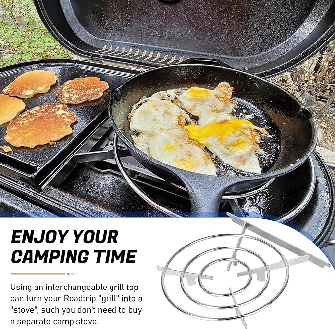 Replacement Steel Stove Grate Compatible with Coleman Roadtrip & Swaptop Grills, Heavy-Duty Rust-Resistant Cooktop Fits 12" Pans, Essential Camping Accessory for Outdoor Cooking