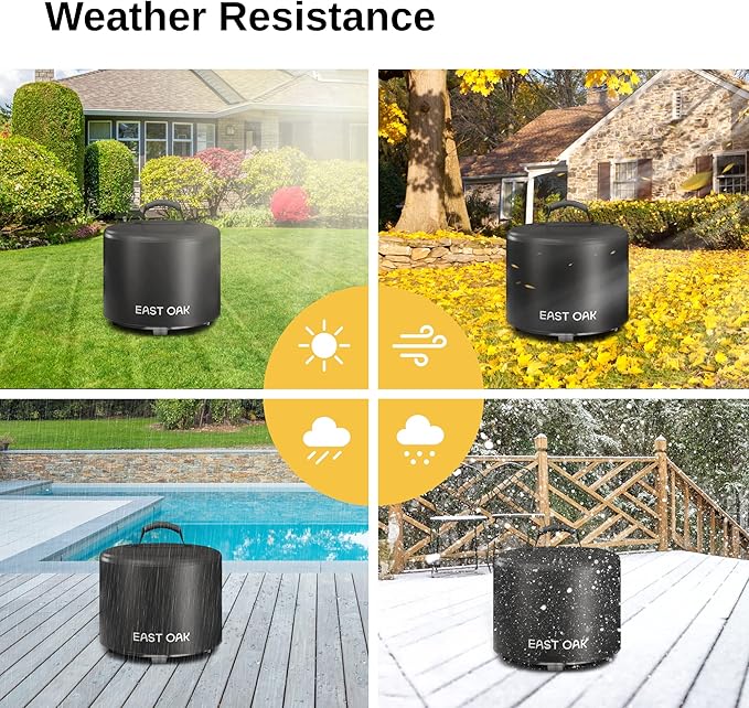 EAST OAK 17'' Fire Pit Cover for Outdoor Smokeless Firepit, 500D Heavy Duty Fabric, Waterproof, Dustproof, and All-Weather Resistant, Black, 16.85"Dia X 12.59"H