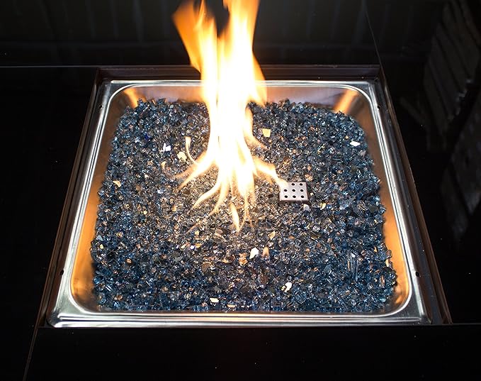 Hiland 10lb Sky Blue Reflective Fire Glass for Propane or Natural Gas Fire Pits, 1/4" Size