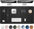 AFIING Large Desk Mat 55" x 24" - PU Leather Desk Pad Protector, Waterproof Non-Slip Extended Mouse Pad for Office Desk, Keyboard, Laptop and Home Workspace (Black)