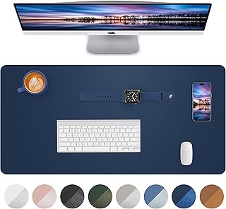 Leather Desk Pad Blotter,Mouse Pad,Office Desk Mat, Non-Slip PU Leather Desk mat,Large Desk mat,Waterproof Keyboard mat for Office/Home/Decor (Midnight Blue,35" x 17")