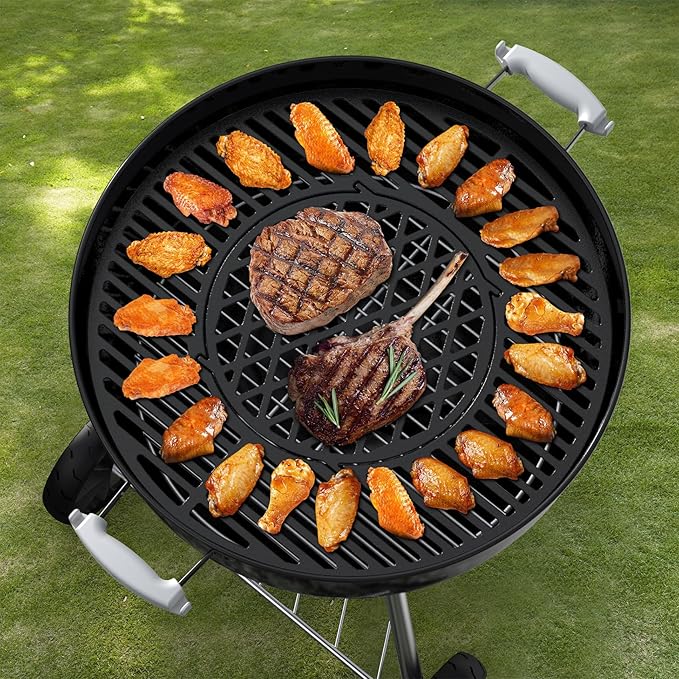 Skyflame Charkettle Cast Iron Gourmet BBQ System 11.8 Inch Sear Grate Replacement for 8834, Thick Searing/Cooking Grid, Compatible with 22-1/2 inch Weber Charcoal Grills