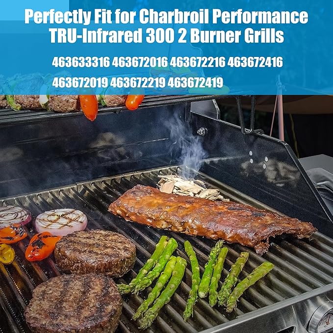 Outspark Grill Replacement Parts for Charbroil Performance TRU-Infrared 300 2 Burner 463633316 463672016 Gas Grill,17" Emitter Plates,Heat Tent Plates and Grill Burners for Charbroil G466-2500-W1