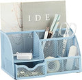 Annova Mesh Desk Organizer Office with 7 Compartments + Drawer/Desk Tidy Candy/Pen Holder/Multifunctional Organizer (New Blue23)