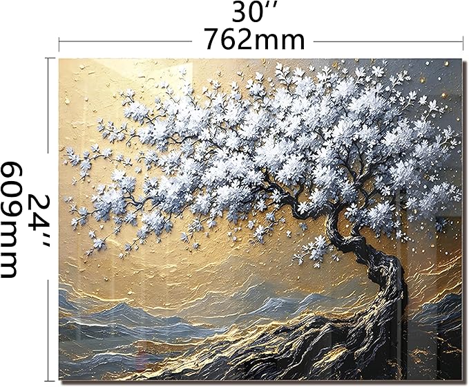 DAIFURONGE Tempered Glass Backsplash for Kitchen, Tree of Life Art Stove Backsplash Protector - Easy to Clean Wall Decor (Art Deco 4, 30"x24"(76.2x60.96cm))