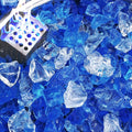 NUPICK 5 Pound Fire Glass, 1/2 Inch Reflective Fire Pit Glass, Tempered Firepit Glass Rock for Propane or Natural Gas, Glass Rocks for Fire Pit Table or Fireplace, Blue and White Mix