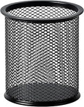 Amazon Basics Wire Mesh Pen Holder, Pencil Cup Desk Organizer for Stationery, Scissors, Office Caddy Storage, 3.7" x 3.3", Black