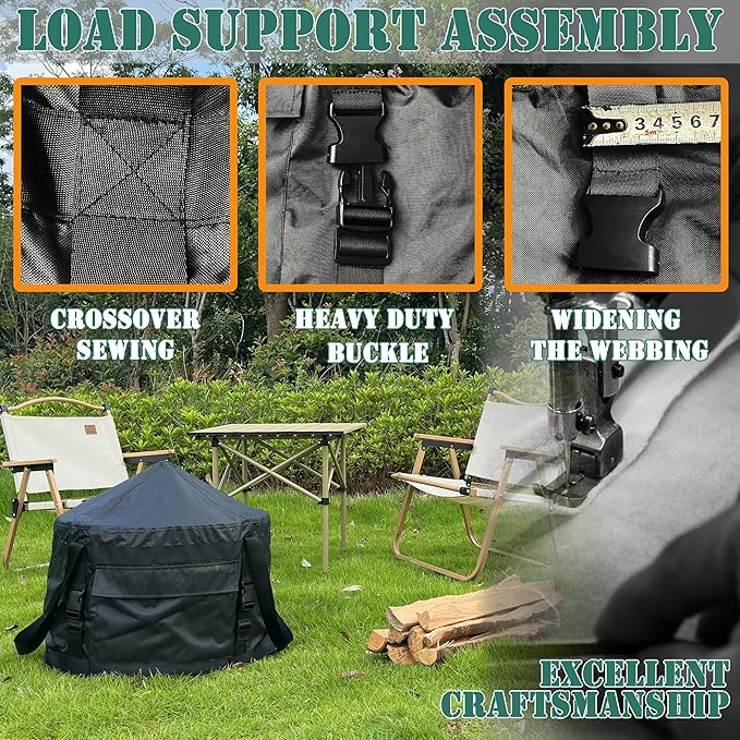 SoIo Stove Yukon Fire Pit Cover, Smokeless Fire Pit Cover, Waterproof Sloped Top with Carry Straps, Fits for Fire Pits -29" D X 29" W X 18.5" H