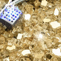 NUPICK 10 Pound Fire Glass for Pit, 1/2 Inch Tempered Reflective Glass for Propane & Gas Fireplace, Gold Rock