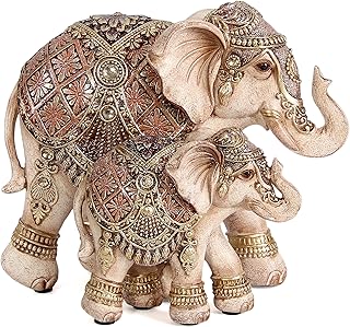 Elephant Statues for Home Decoration, Mom and Baby Elephant Decor for Living Room, Shelf, Good Luck,Family, Elephants Figurine, Gifts for Mother Women Grandma Birthday Holiday Celebrations