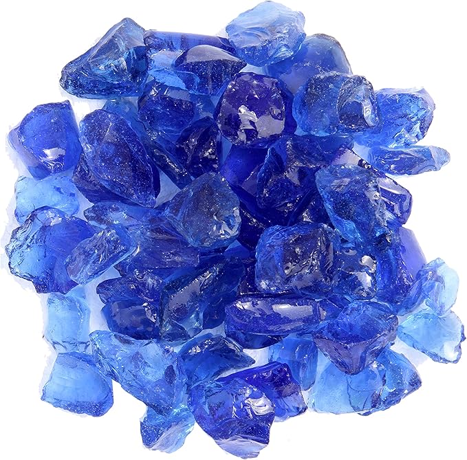 Hiland RGLASS-OB Propane Gas Fire Pit Glass in Ocean Blue, Extreme Tempature Rating, Good for Propane or Natural Gas, 10 Pounds