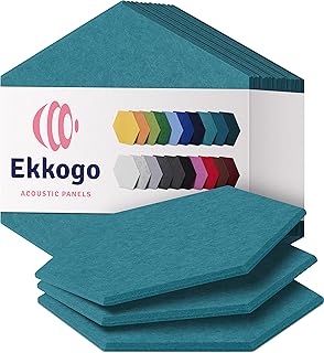 Acoustic Panels 12-Pack Soundproof Wall Panels 12"X10.4"X0.4" Sound Panels High Density Sound Dampening Panels - [Light Turquoise Hexagon]