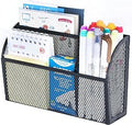 DALTACK Magnetic Pencil Holder Magnetic Shelf for the Whiteboard 3-Grid Mesh Magnetic Pen Holder for Refrigerator Magnetic Organizer Locker Accessories Organizer for Home, School and Office, Black