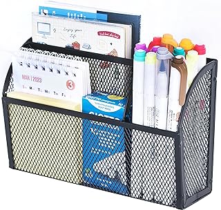 DALTACK Magnetic Pencil Holder Magnetic Shelf for the Whiteboard 3-Grid Mesh Magnetic Pen Holder for Refrigerator Magnetic Organizer Locker Accessories Organizer for Home, School and Office, Black