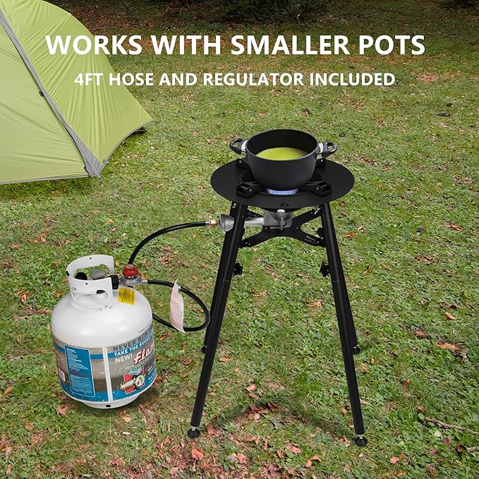 ONLYFIRE GRILLS Propane Paella Burner Stand Set with 21" Paella Pan, Outdoor Gas Stove Cooking Kit, Portable Gas Burner with Wok for Backyard Camping Tailgating RV, 4FT Hose, 60000BTU, GS300