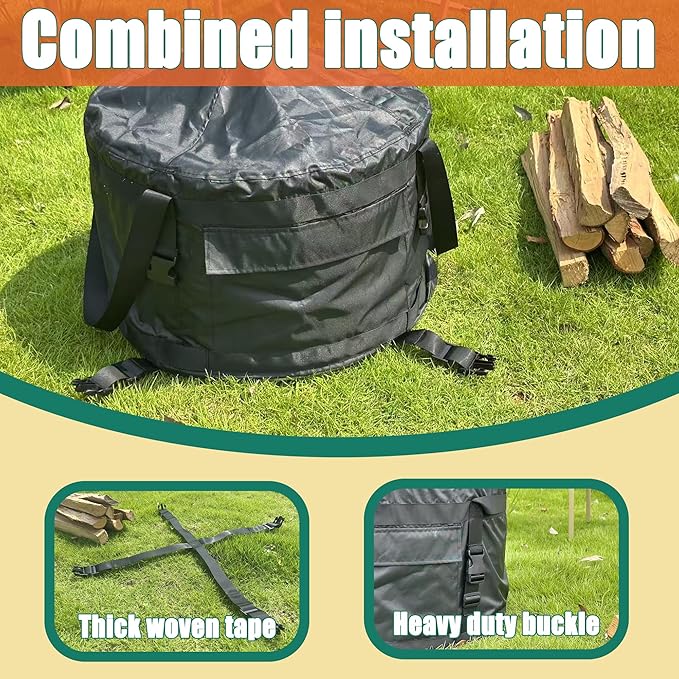 SoIo Stove Bonfire Fire Pit Cover, Smokeless Fire Pit Cover, Waterproof Sloped Top with Carry Straps, Fits for Fire Pits -22" D X 22" W X 17" H
