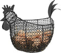 MyGift Egg Holder Countertop, Chicken Shaped Wire Egg Gathering Basket, Farmhouse Home Decor Display Storage Collecting Basket, Black