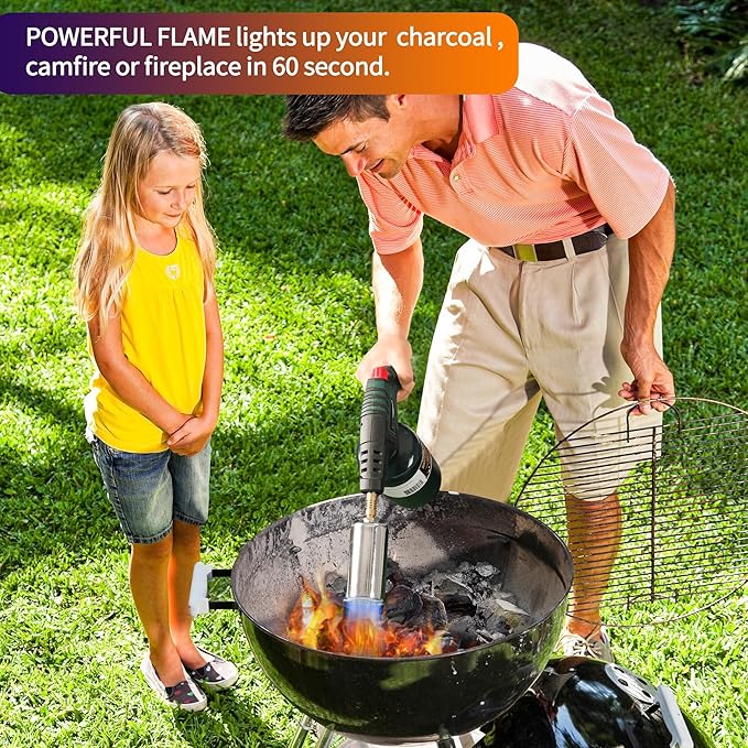 POWERFUL Grill Torch Charcoal Starter, Propane Searing Torch, Charcoal Lighter, Fire Starter, Sous Vide,Kitchen Lighter, BBQ Grill Torch Gun, Cooking Torch (Fuel Not Included)
