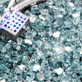 NUPICK 5 Pound Fire Glass, 1/4 Inch Reflective Fire Pit Glass, Tempered Firepit Glass Rock for Propane or Natural Gas, Glass Rocks for Fire Pit Table, Fireplace Glass for Landscaping, Aqua Blue