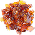 Hiland Fire Pit Glass in Amber, Extreme Temperature Rating, Good for Propane or Natural Gas Fire Pit Table, 10 lb, Recycled Fire Glass, 0.75"-1" Diameter