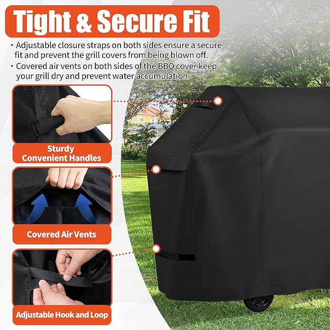 iCOVER Grill Cover 70 inch, BBQ Grill Cover for Outdoor Grill, 600D Heavy Duty Waterproof BBQ Cover, Anti-UV and Rip-Proof Barbecue Cover, Gas Grill Cover for Weber, Char-Broil, Nexgrill, etc