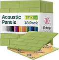 Acoustic Wall Panels 18-Pack, 12"x12"x0.4" Decorative Self-Adhesive Sound Proofing | High Density 3D Brick Soundproof Absorbing Tiles for Walls, Home, Office & Studio - Gin Green