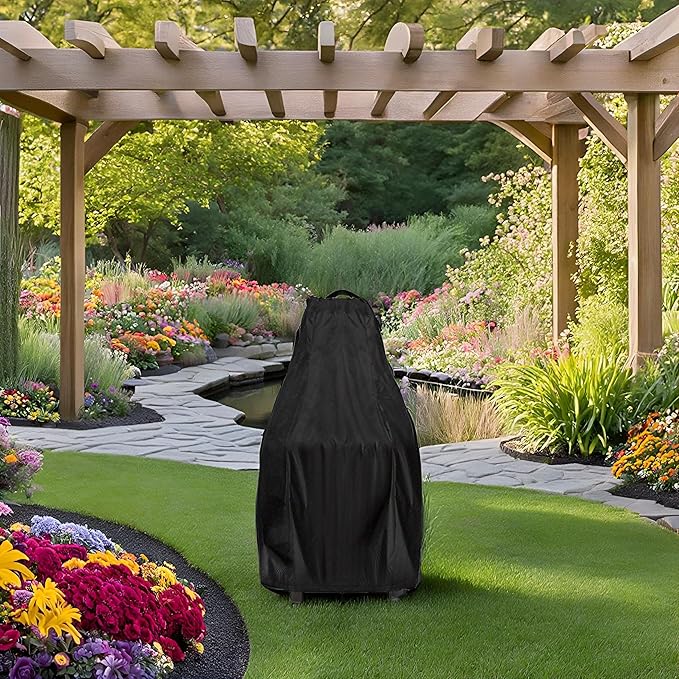 Chiminea Cover for BALI OUTDOORS, Waterproof Outdoor Fireplace Fire Pit Cover- 25”D x 50”H, Black
