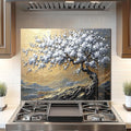 DAIFURONGE Tempered Glass Backsplash for Kitchen, Tree of Life Art Stove Backsplash Protector - Easy to Clean Wall Decor (Art Deco 4, 30"x24"(76.2x60.96cm))