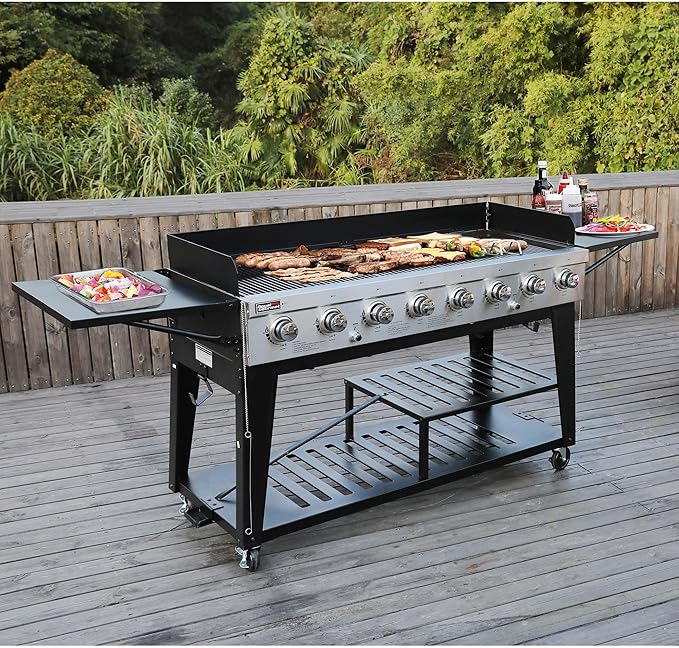 Royal Gourmet Event 8-Burner BBQ Propane Gas Grill with Cover, Picnic or Camping Outdoor