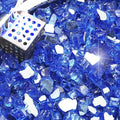NUPICK 20 Pound Fire Glass, 1/2 Inch Reflective Fire Glass, Fit with Fire Pit Glass and Fireplace Glass, Blue