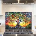 fzxwyishu Tree of Life,Tempered Glass Backsplash For Kitchen Behind Stove,Easy to Clean Kitchen Sink Cover Splash Guard, Home Kitchen Décor (color, 30"x20"(76.2x50.8cm))