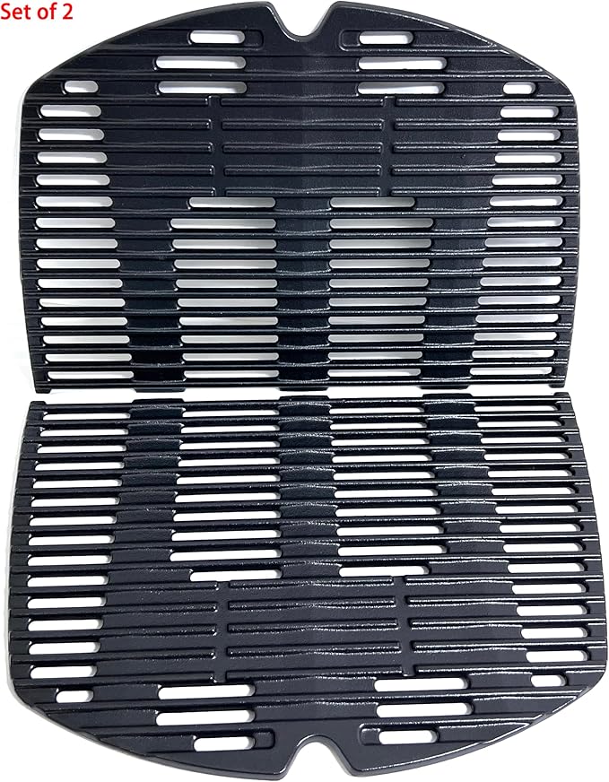 Direct Store DC142 7646 7584 Cooking Grates for Weber Q300 Q320 Q3000 Q3200 Series, 57060001, 586002 Gas Grills Grills, Cast Iron Grill Grates Replacement for Weber Q300, Set of 2