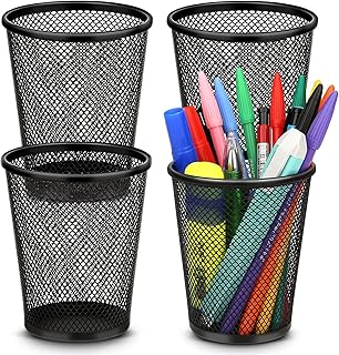 Smgmg Pen Holder for Desk, Pencil Holder for Desk, 4 Pack Pencil Cup for Pen, Mesh Metal Pen Organizer, Desk Pen Holder