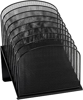 Safco Onyx Desk Organizer, 8 Tiered Vertical Compartments, Office and Classroom Mailbox , Paper and Mail Sorter, Steel Mesh, Black