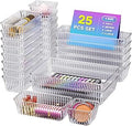 25 PCS Clear Plastic Drawer Organizer Set - 4 Sizes Makeup Organizer Desk Drawer Divider Bathroom Organizers and Storage Bins for Makeup, Jewelry, Gadgets, Office, Kitchen, Bedroom, Bathroom
