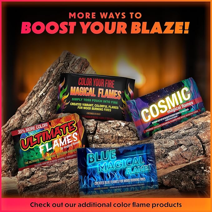 Magical Flames Fire Color Packets (25 Pack), Vibrant Multi-Color Fire for Fire Pits, Campfires, Bonfires & Fireplaces - Camping Essentials & Outdoor Party Accessories