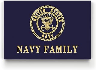 Renditions Gallery Canvas Nationalist Wall Art Paintings & Prints Artwork Golden United States Navy Crest Modern Patriotic Canvas Military Decor for Bedroom Office Kitchen - 30"x40" LT25