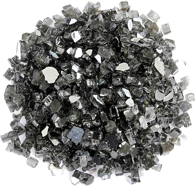 Hiland 10lb Reflective Black fire Pit Glass for Propane fire Pit Table