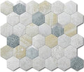 VAOVI Peel and Stick Backsplash Tile,Backsplash Tile for Kitchen Peel and Stick Wall Panels Hexagon Marble Tile(Blue Gray,10pcs)